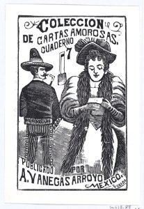 A woman reading a note while a man in the background looks over his shoulder at her, illustration for 'Coleccion de Cartas Amorosas Cuaderno No. 7,' published by Antonio Vanegas Arroyo MET DP869495