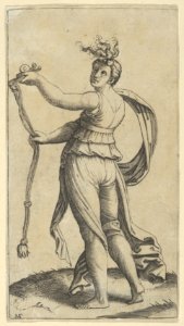 A woman representing Temperance holding a bit facing left MET DP854371