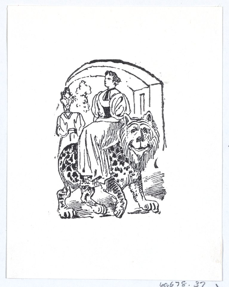 A woman riding on the back of a tiger MET DP869394