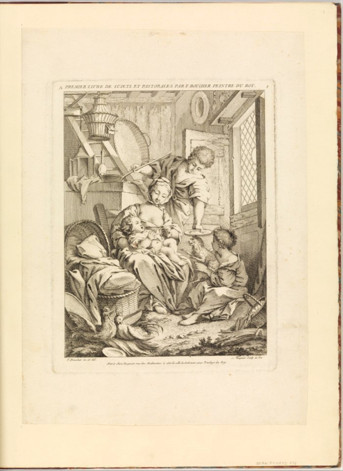 A Young Woman Feeding her Infant, from Premier Livre de Sujets et Pastorales (First Book of Subjects and Pastorals), plate 1 MET DP278186