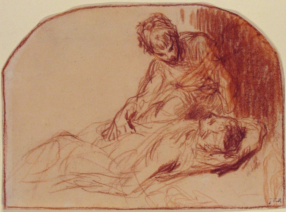 A Young Man Seated, Bent over a Reclining Figure MET 2003.185