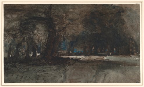 A Woodland Scene at Dusk (recto); A Study of Trees and Foliage (verso) MET DP873880