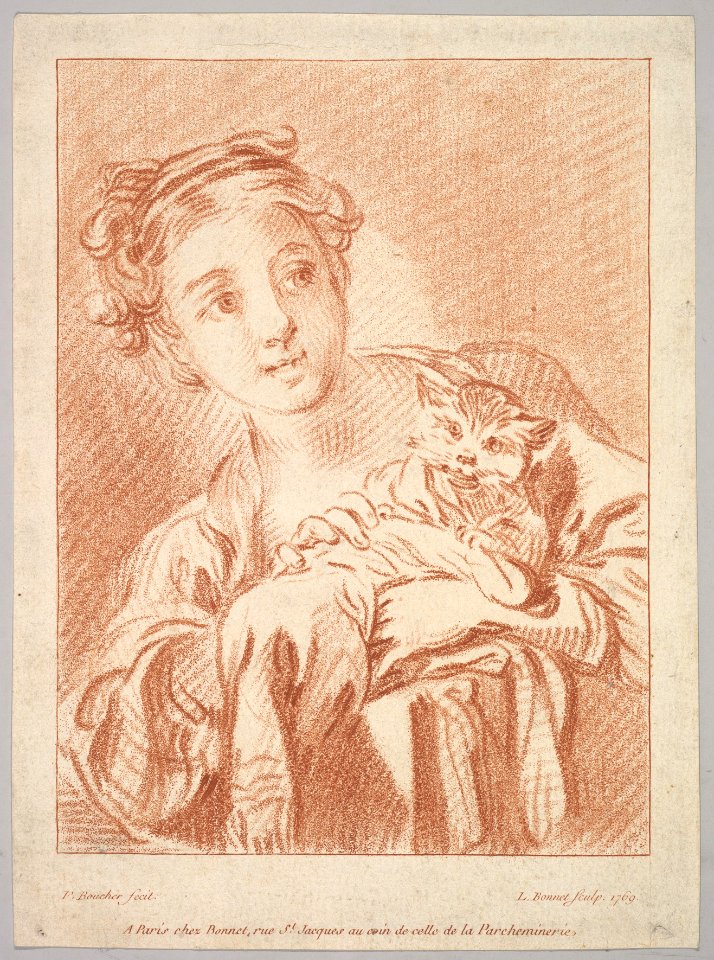 A Young Girl holding a Cat MET DP825472