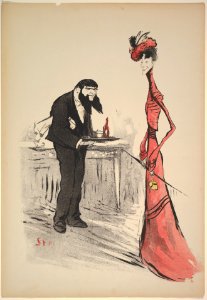 A Woman in Red and a Waiter with a Forked Beard MET DP830221