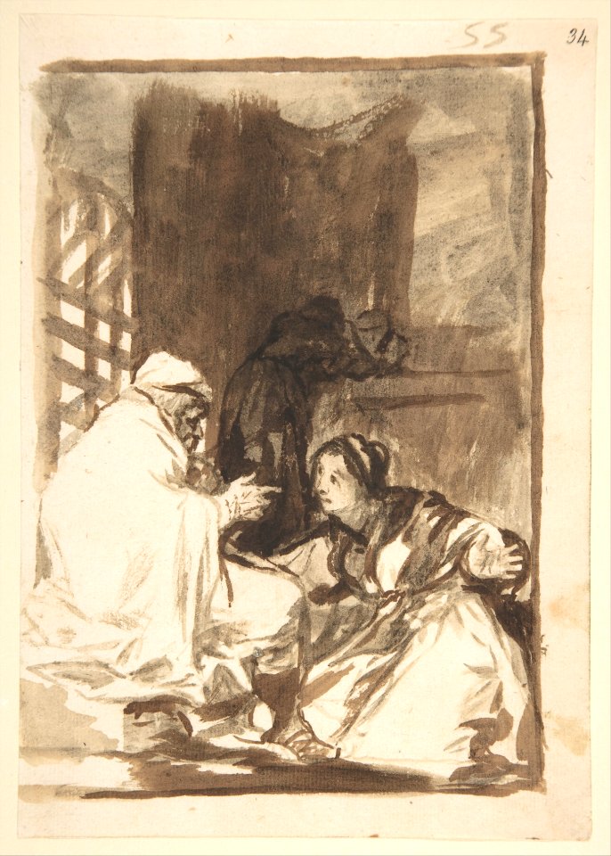 A Woman Kneeling before an Old Man, Images of Spain Album, 55 MET DP800213