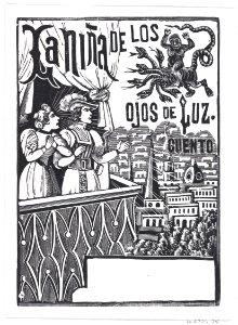 A woman and a man standing on a balcony looking up at a flying monster in the sky, published by Antonio Vanegas Arroyo MET DP869483