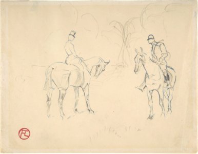 A Woman and a Man on Horseback MET DP808391. Free illustration for personal and commercial use.