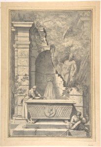 A Woman at a Fountain by a Ruined Temple, the Farnese Hercules in the Background MET DP800083