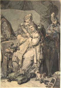 A Woman at her Toilet with a Maid, a Boy, a Dog and a Young Soldier; verso- A Sketch for a Similar Composition MET DP803997