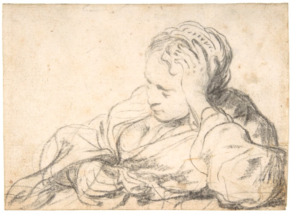 A Woman Asleep (recto); Landscape Composition with Well-Sweep (verso) MET DP800260