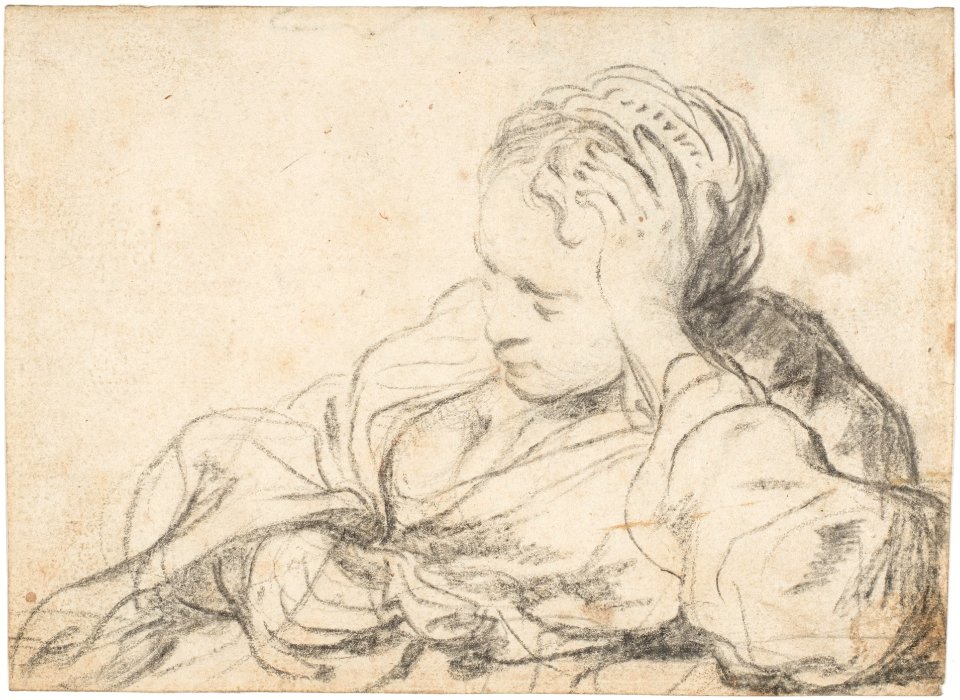 A Woman Asleep (recto); Landscape Composition with Well-Sweep (verso) MET DP122667