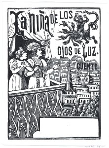A woman and a man standing on a balcony looking up at a flying monster in the sky, published by Antonio Vanegas Arroyo MET DP874478