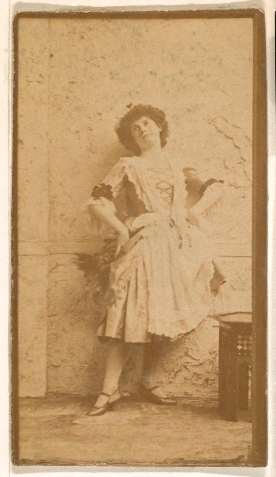 Actress leaning against wall, from the Actresses series (N664) promoting Old Fashion Fine Cut Tobacco MET DPB869662