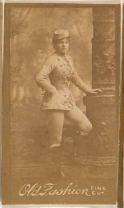 Actress leaning on column, from the Actresses series (N664) promoting Old Fashion Fine Cut Tobacco MET DPB869647
