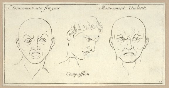 Étonnement avec frayeur, Compassion, Mouvement Violent (from Caractères des passions, gravés sur les desseins de l'illustre Monsieur le Brun) MET DP854051