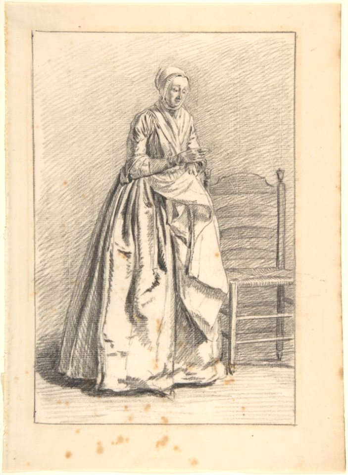 A Woman Standing next to a Chair MET DP800489