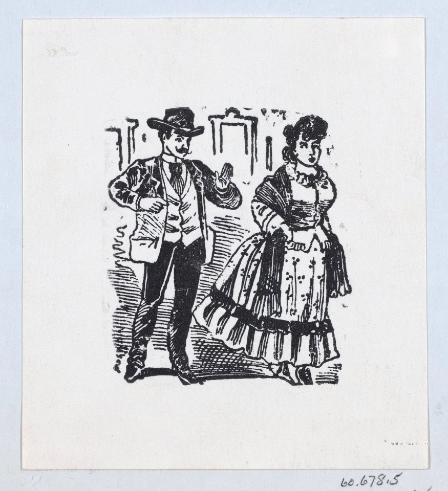 A woman turning to walk away from a man MET DP869227-1