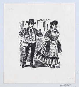 A woman turning to walk away from a man MET DP869227-1