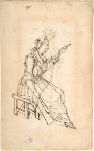 A Woman Spinning (recto); A Woman Holding a Bundle (verso) MET DP809073