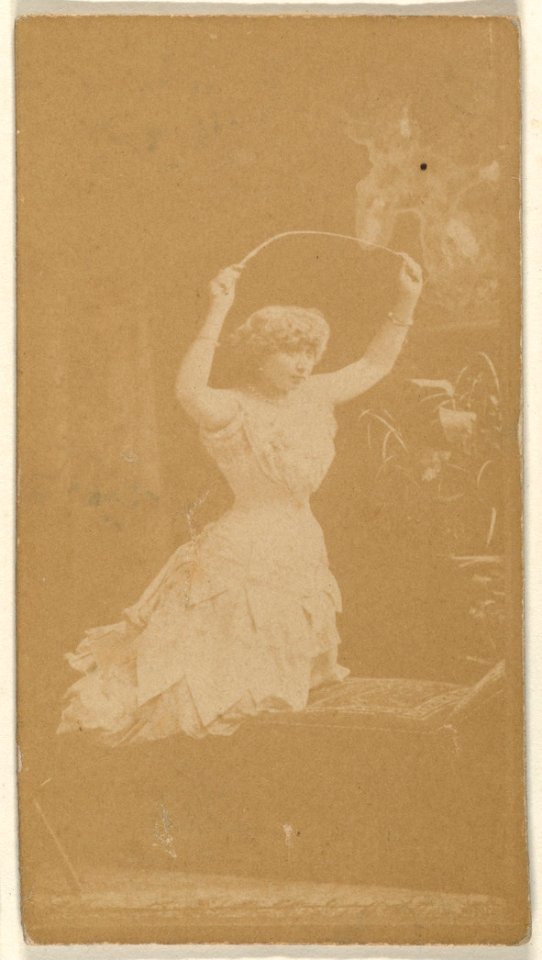 Actress holding riding crop above head, from the Actresses series (N668) MET DPB869879