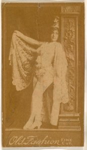 Actress leaning against column, from the Actresses series (N664) promoting Old Fashion Fine Cut Tobacco MET DPB869634