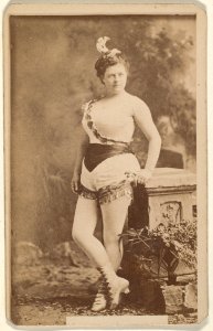 Actress leaning against ballustrade, from the Actresses series (N668) MET DPB869979