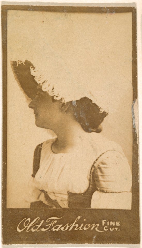 Actress in profile wearing feathered hat, from the Actresses series (N664) promoting Old Fashion Fine Cut Tobacco MET DPB869543