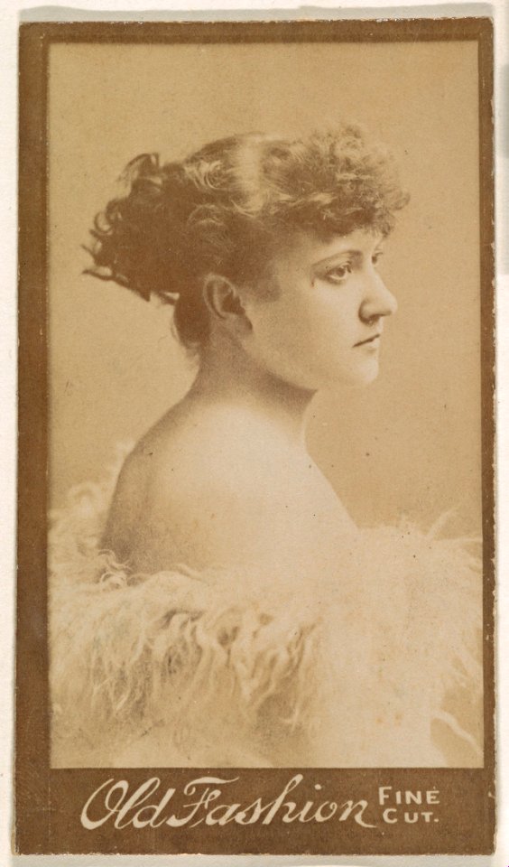 Actress in profile wearing feathered cap, from the Actresses series (N664) promoting Old Fashion Fine Cut Tobacco MET DPB869527