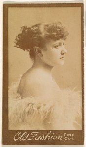 Actress in profile wearing feathered cap, from the Actresses series (N664) promoting Old Fashion Fine Cut Tobacco MET DPB869527