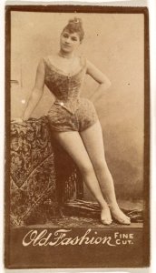 Actress leaning against cloth-covered table, from the Actresses series (N664) promoting Old Fashion Fine Cut Tobacco MET DPB869643