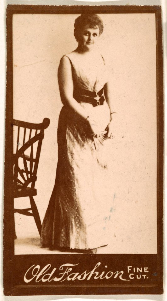 Actress standing next to chair, from the Actresses series (N664) promoting Old Fashion Fine Cut Tobacco MET DPB869729