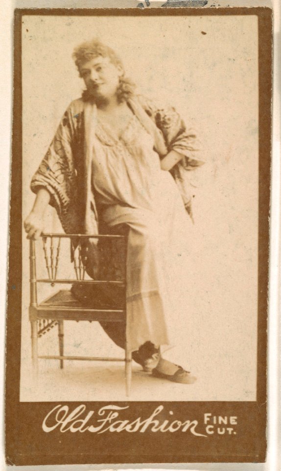 Actress leaning against chair, from the Actresses series (N664) promoting Old Fashion Fine Cut Tobacco MET DPB869663