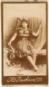 Actress holding studio curtain, from the Actresses series (N664) promoting Old Fashion Fine Cut Tobacco MET DPB869677