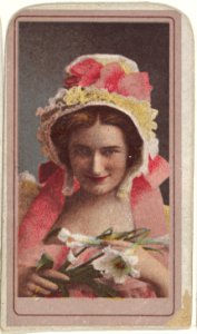 Actress holding white lilies, from the Actresses series (T176) issued by Sweet Caporal Cigarettes MET DP842615