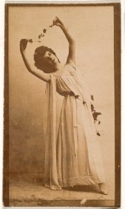 Actress holding vine above head, from the Actresses series (N664) promoting Old Fashion Fine Cut Tobacco MET DPB869768