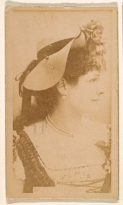 Actress in profile wearing hat with blossoms, from the Actresses series (N245) issued by Kinney Brothers to promote Sweet Caporal Cigarettes MET DP859709