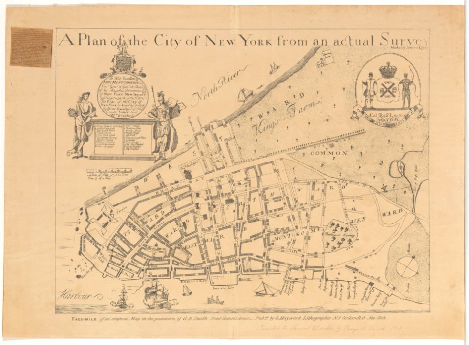 A Plan of the City of New York from an Actual Survey Made by James Lyne, 1728 MET DP210604