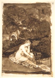 A Nude Woman Seated Beside a Brook (Summer?), from Images of Spain Album (F), page 32 MET DP800203