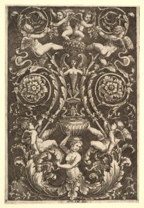 A panel of ornament with putti and other figures MET DP824553