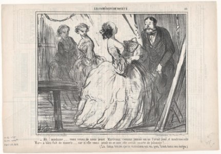Ah! madame,....vous venez de nous jouer Marivaux comme jamais on ne l'avait joué..., from Les Comediens de Société, published in Le Charivari, April 28, 1858 MET DP876699