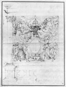 A Tabernacle Containing a Papal Escutcheon Supported by Angels MET 263751