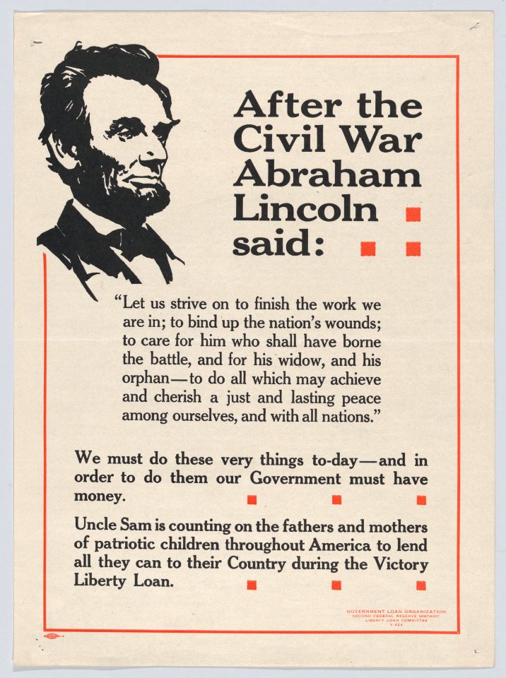After the Civil War Abraham Lincoln said- Let us strive on to finish the work we are in MET DP873468