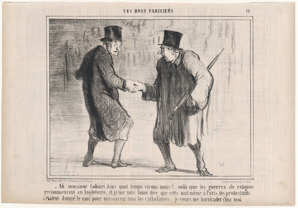 Ah! monsieur Gobinet, dans quel temps vivons-nous!..., from Ces Bons Parisiens, published in Le Charivari, Sepetember 23, 1857 MET DP876666