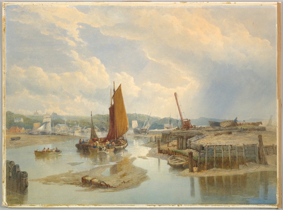 A Town on an Estuary at Low Tide MET DP829493