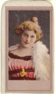 Actress wearing white feathers around shoulders, from the Actresses series (T176) issued by Sweet Caporal Cigarettes MET DP842617