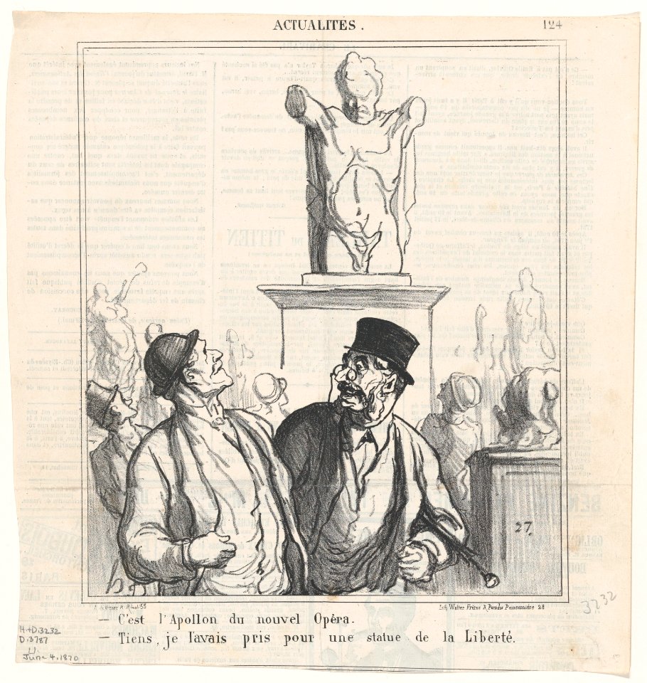 –It's the Apollo of the new opera. –Well, I had taken it for the statue of liberty, from 'News of the day,' published in Le Charivari, June 4, 1870 MET DP877833