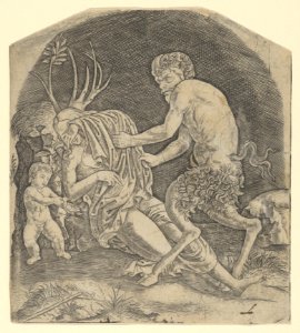 A satyr about to remove drapery covering a Nymph MET DP854060