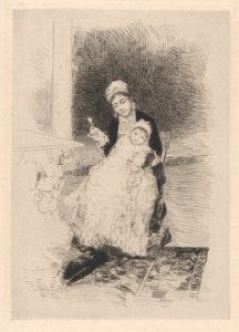 A seated woman holding a child MET DP876071