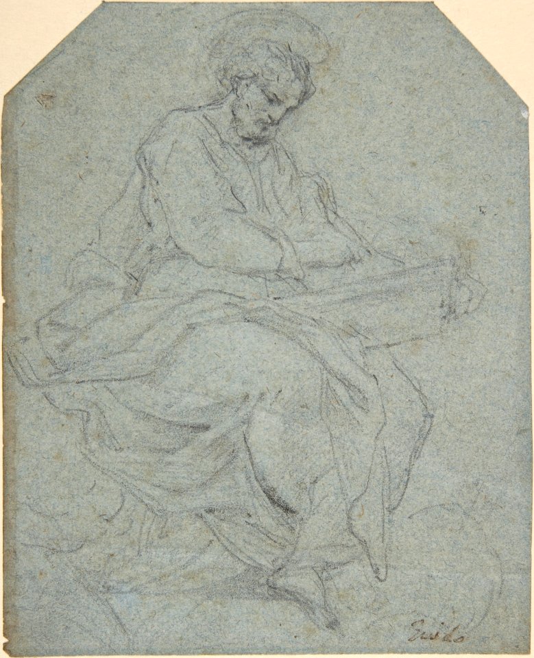 A Seated Apostle (recto); Drapery Study (verso) MET DP808577