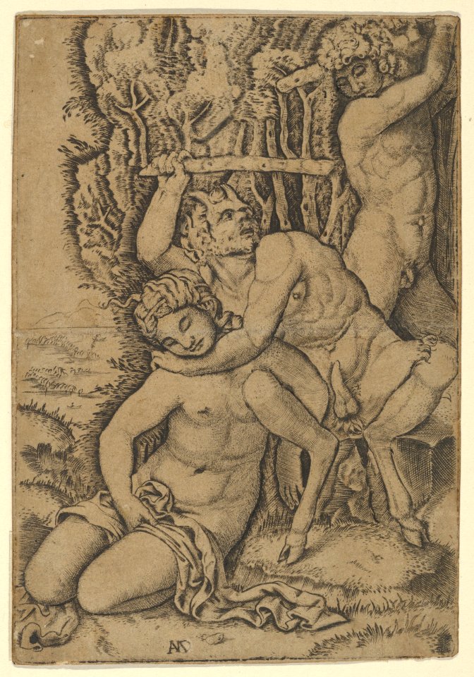 A satyr fighting for a nymph, after Francia MET DP854368